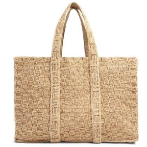 Faharty large woven straw beach tote bag